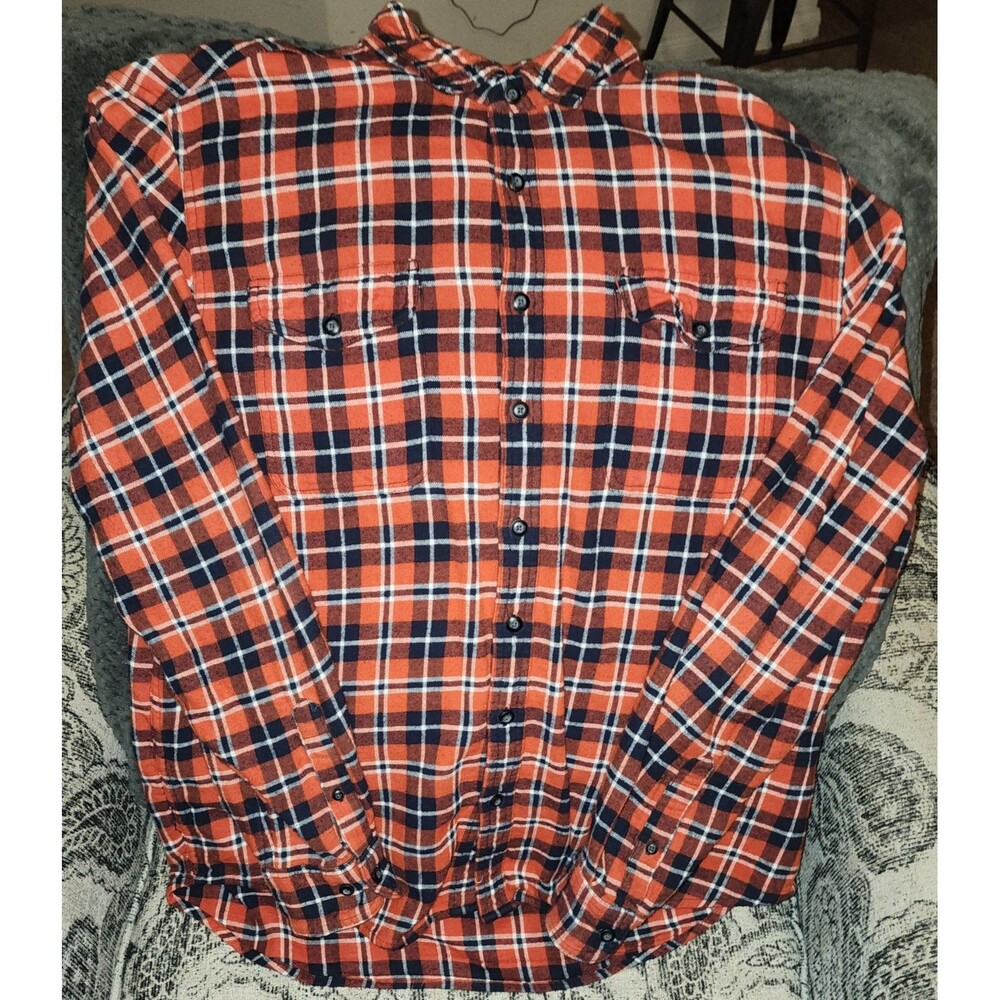 Sonoma Goods For Life Mens Red Navy Blue Plaid Flannel Shirt Size XL